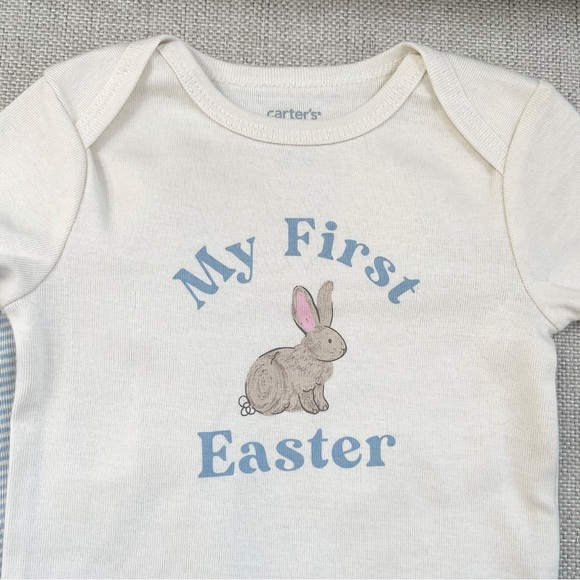 Carter’s | Baby 2-Piece Blue & Cream ‘My First Easter’ Bodysuit Pant Set *NWT* - Picture 4 of 11